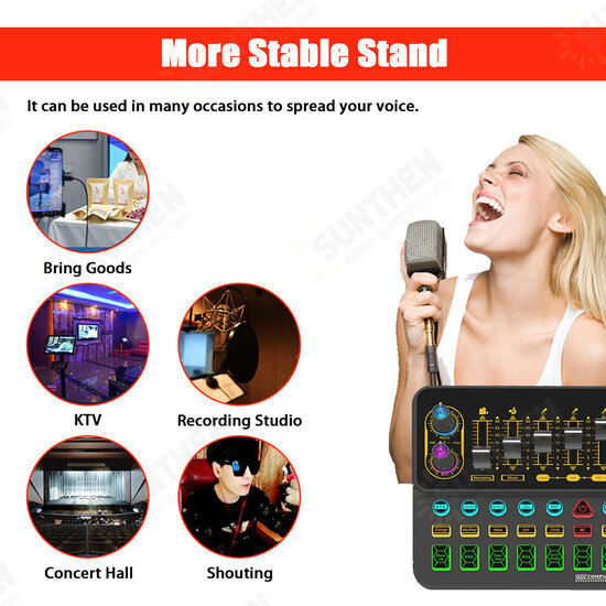 BM-900 Live Sound Card Condenser Microphone Set Recording Mount Boom Stand Mic Kit for Live Broadcast