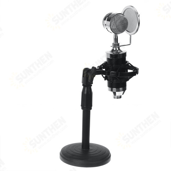 BM800 Live Sound Card Condenser Microphone Set Recording Mount Boom Stand Mic Kit for Live Broadcast