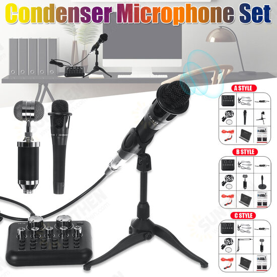 BM800 Live Sound Card Condenser Microphone Set Recording Mount Boom Stand Mic Kit for Live Broadcast BM800 Live Sound Card Condenser Microphone Set Recording Mount Boom Stand Mic Kit for Live Broadcast