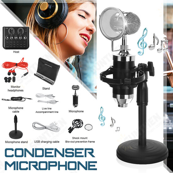 BM800 Live Sound Card Condenser Microphone Set Recording Mount Boom Stand Mic Kit for Live Broadcast BM800 Live Sound Card Condenser Microphone Set Recording Mount Boom Stand Mic Kit for Live Broadcast