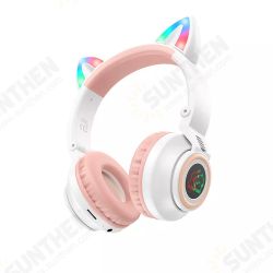 BO18 Wireless Gaming Headphone BT5.0 400mAh Battery Flashing LED Headphone with Cute Cat Ears BO18 Wireless Gaming Headphone BT5.0 400mAh Battery Flashing LED Headphone with Cute Cat Ears