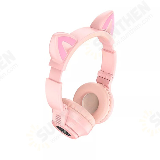 BO18 Wireless Gaming Headphone BT5.0 400mAh Battery Flashing LED Headphone with Cute Cat Ears