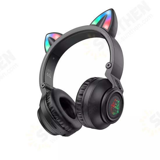 BO18 Wireless Gaming Headphone BT5.0 400mAh Battery Flashing LED Headphone with Cute Cat Ears