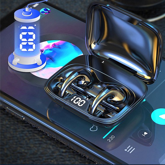 BT500 TWS bluetooth 5.3 Earphone HiFi Stereo Deep Bass HD Calls Noise Cancelling 500mAh Battery IPX6 Waterproof LED Digital Display Auto Pairing Ergonomic Semi-in-ear Sports Headphone