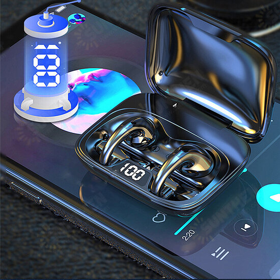 BT500 TWS bluetooth 5.3 Earphone HiFi Stereo Deep Bass HD Calls Noise Cancelling 500mAh Battery IPX6 Waterproof LED Digital Display Auto Pairing Ergonomic Semi-in-ear Sports Headphone