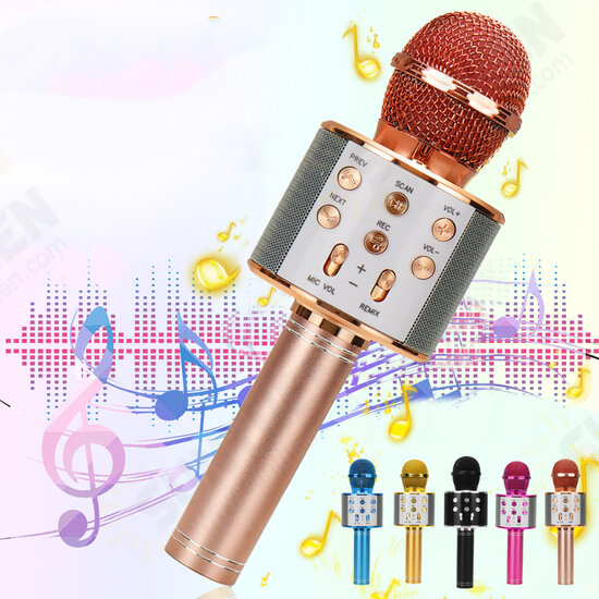 858 Wirelss bluetooth Microphone DSP Noise Reduction Karaoke Mic Recorder HIFI Stereo Speaker Portable Handheld Singing Player for KTV Party