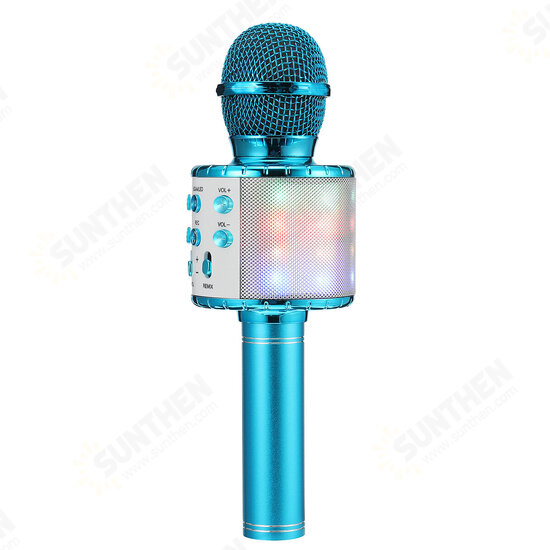 858L Wireless Microphone 2*13W Stereo DSP Noise Reduction bluetooth Speaker 2600mAh TF Card Luminous Karaoke Mic Recorder for K Songs KTV