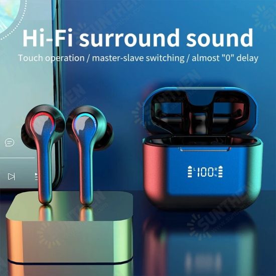 A6 TWS Earphone 5.0 bluetooth True Wireless Digital Display Earbuds Noise Canceling Sports WaterProof Headphone with Mic Charging Box