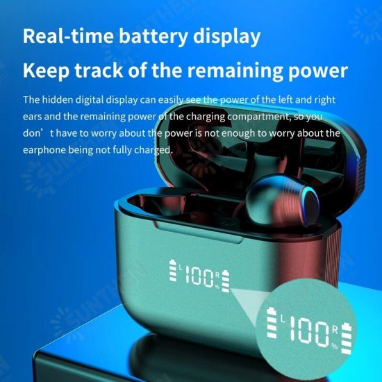 A6 TWS Earphone 5.0 bluetooth True Wireless Digital Display Earbuds Noise Canceling Sports WaterProof Headphone with Mic Charging Box