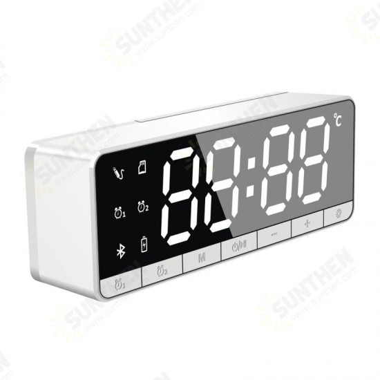 BA21 bluetooth Speaker Portable Wireless Speaker LED Alarm Clock Mini Stereo Bass TF Card FM Handsfree Speaker with Mic