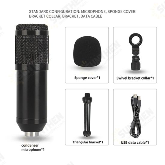 BM-828 Adjustable Studio Mic USB Condenser Sound Recording Microphone With Stand for Live Broadcast Podcasting