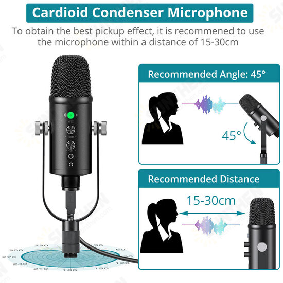 BM-86 Condenser Microphone HIFI DSP Noise Reduction Reverberation Adjustable Built-In Sound Card USB Wired Microphone for YouTube Broadcast Recording Gaming