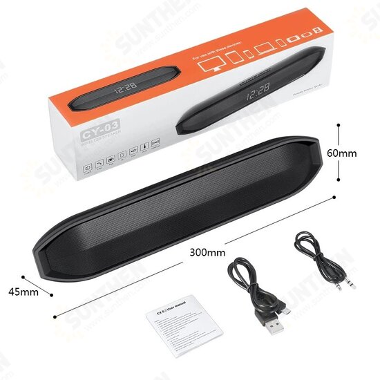 CY-03 Wireless bluetooth Speaker Portable Dual Drivers Stereo Bass Speaker LED Display Clock Desktop Speaker with HD Mic CY-03 Wireless bluetooth Speaker Portable Dual Drivers Stereo Bass Speaker LED Display Clock Desktop Speaker with HD Mic