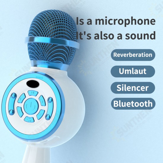 DS810 bluetooth Microphone LED Light Handheld Wireless Karaoke Portable Microphone Support TF/USB/FM for Singing