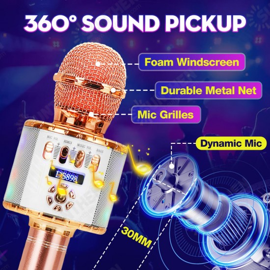 DS898 3-IN-1 Wireless Microphone 2*13W HIFI bluetooth Speaker TF Card 2600mAh Luminous Handheld Mic Recorder Singing Player for KTV K Songs DS898 3-IN-1 Wireless Microphone 2*13W HIFI bluetooth Speaker TF Card 2600mAh Luminous Handheld Mic Recorder Singing Player for KTV K Songs