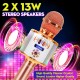 DS898 3-IN-1 Wireless Microphone 2*13W HIFI bluetooth Speaker TF Card 2600mAh Luminous Handheld Mic Recorder Singing Player for KTV K Songs