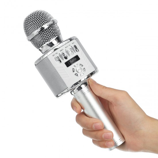 DS898 3-IN-1 Wireless Microphone 2*13W HIFI bluetooth Speaker TF Card 2600mAh Luminous Handheld Mic Recorder Singing Player for KTV K Songs