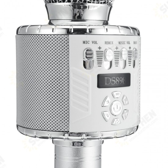 DS898 3-IN-1 Wireless Microphone 2*13W HIFI bluetooth Speaker TF Card 2600mAh Luminous Handheld Mic Recorder Singing Player for KTV K Songs DS898 3-IN-1 Wireless Microphone 2*13W HIFI bluetooth Speaker TF Card 2600mAh Luminous Handheld Mic Recorder Singing Player for KTV K Songs