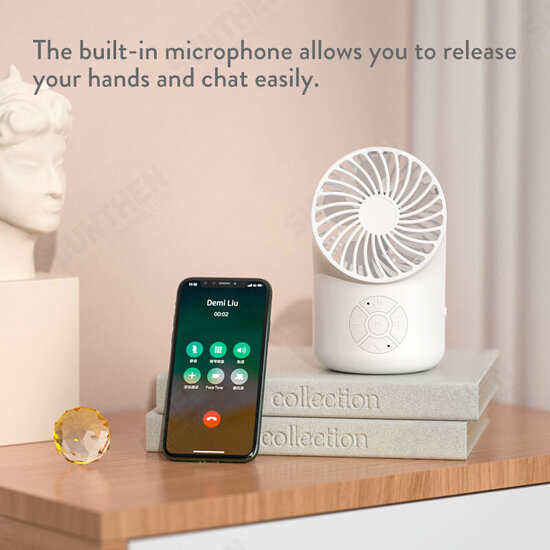 F8 2 in 1 Portable bluetooth 5.1 Audio Wireless Desktop Speaker with Handheld Mini Cooling Fan