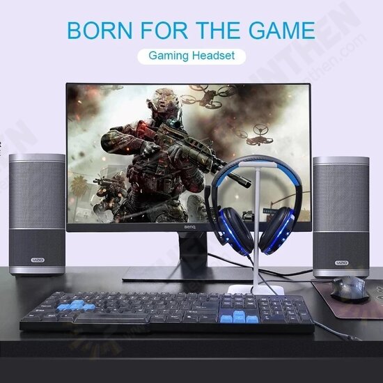 Gaming Headset USB Headphone Stereo with 3.5mm RGB LED Surround Sound Mic for Laptop