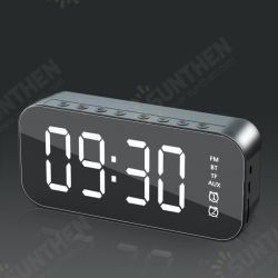 H21 Wireless bluetooth Speaker Mini LED Double Alarm Clock FM Radio TF Card AUX Soundbar Subwoofer with Mic