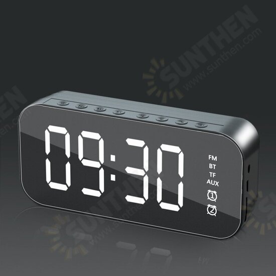 H21 Wireless bluetooth Speaker Mini LED Double Alarm Clock FM Radio TF Card AUX Soundbar Subwoofer with Mic