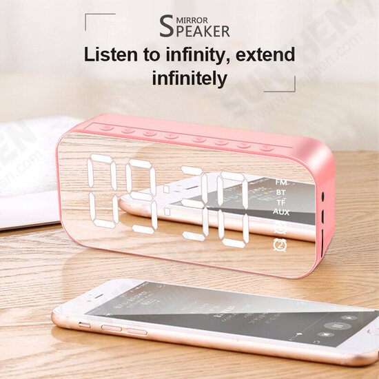 H21 Wireless bluetooth Speaker Mini LED Double Alarm Clock FM Radio TF Card AUX Soundbar Subwoofer with Mic