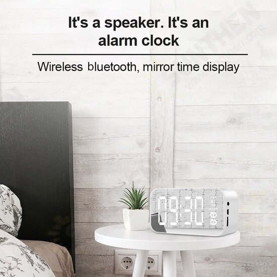 H21 Wireless bluetooth Speaker Mini LED Double Alarm Clock FM Radio TF Card AUX Soundbar Subwoofer with Mic