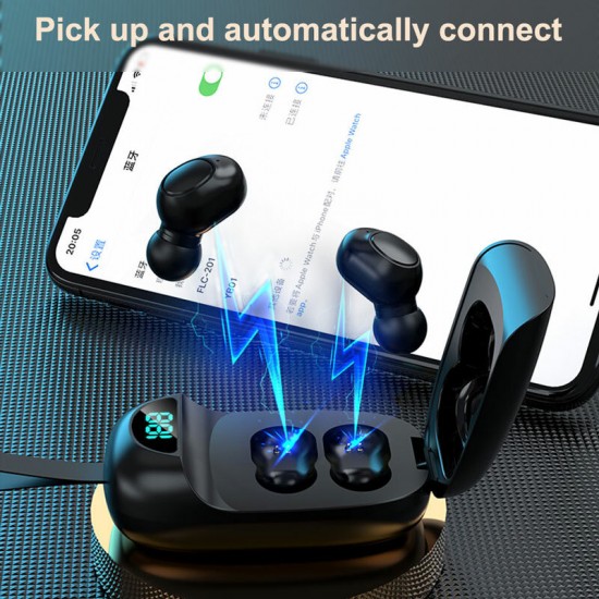 JS25 TWS bluetooth 5.0 Wireless Earphones Earbuds Stereo In-ear HIFI Headsets with LED Display Mic Touch Key