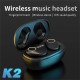 K2 TWS Earphone Wireless bluetooth 5.0 Headset HIFI Stereo Bass HD Calling Noise Reduction In-Ear Earbuds Smart Touch Sweatproof Sports Headphones with Mic