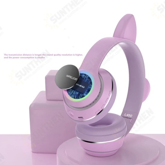 L450 Cute Cat Ear bluetooth Headset Foldable HiFi Music Headphone Supports TF Card FM with Mic L450 Cute Cat Ear bluetooth Headset Foldable HiFi Music Headphone Supports TF Card FM with Mic