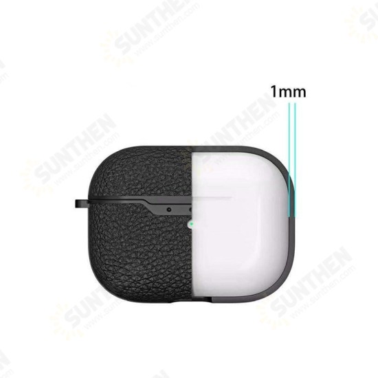Litchi Pattern TPU Shockproof Dust-Proof Earphone Storage Case for Apple Airpods 3 Airpods Pro