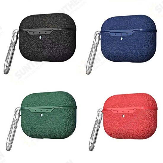 Litchi Pattern TPU Shockproof Dust-Proof Earphone Storage Case for Apple Airpods 3 Airpods Pro