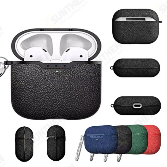 Litchi Pattern TPU Shockproof Dust-Proof Earphone Storage Case for Apple Airpods 3 Airpods Pro