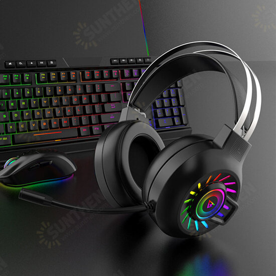 M10 Gaming Headset 50mm Drivers Noise Reduction RGB Luminous Head-Mounted 3.5mm Gaming Headphones with Mic