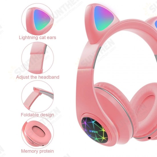 M2 Cut Cat Ear Headphones Wireless bluetooth 5.0 HIFI TF Card AUX-In Luminous Foldable Head-Mounted Headsetwith Mic M2 Cut Cat Ear Headphones Wireless bluetooth 5.0 HIFI TF Card AUX-In Luminous Foldable Head-Mounted Headsetwith Mic