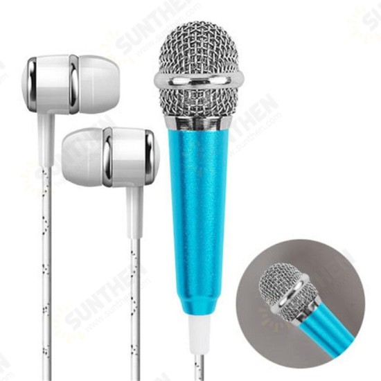 Mini 3.5MM Wired microphone Noise Reduction Portable Handheld Recorder Karaoke Consider Mic with Earphone for Smart Phone Laptop PC