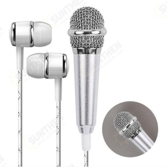 Mini 3.5MM Wired microphone Noise Reduction Portable Handheld Recorder Karaoke Consider Mic with Earphone for Smart Phone Laptop PC Mini 3.5MM Wired microphone Noise Reduction Portable Handheld Recorder Karaoke Consider Mic with Earphone for Smart Phone Laptop PC