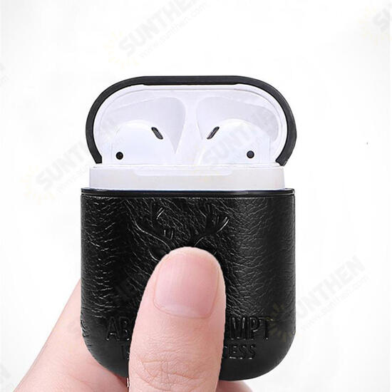 Portable PU Leather Earphone Protective Case With Hook For Apple AirPods 1 2