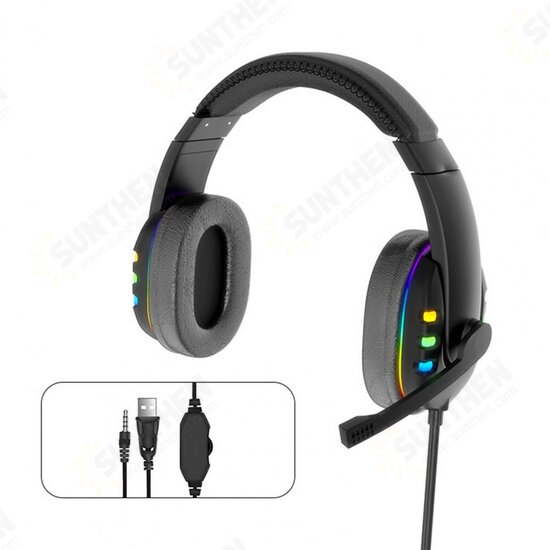 RGB Gaming Headset Stereo Sound Headphone Colorful Lighting Effect Large Unit with Mic for Computer Gamer RGB Gaming Headset Stereo Sound Headphone Colorful Lighting Effect Large Unit with Mic for Computer Gamer