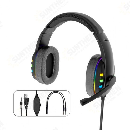 RGB Gaming Headset Stereo Sound Headphone Colorful Lighting Effect Large Unit with Mic for Computer Gamer RGB Gaming Headset Stereo Sound Headphone Colorful Lighting Effect Large Unit with Mic for Computer Gamer