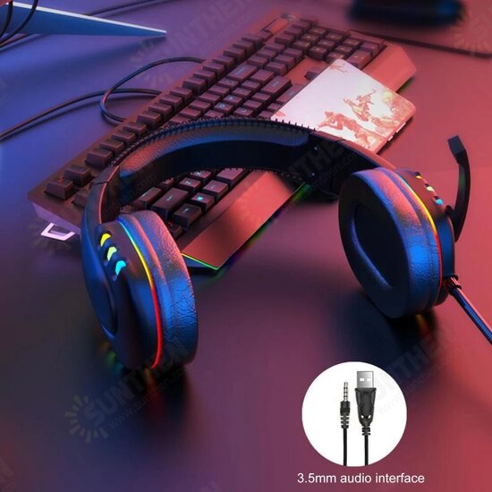 RGB Gaming Headset Stereo Sound Headphone Colorful Lighting Effect Large Unit with Mic for Computer Gamer RGB Gaming Headset Stereo Sound Headphone Colorful Lighting Effect Large Unit with Mic for Computer Gamer