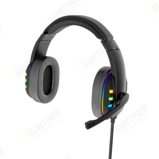 RGB Gaming Headset Stereo Sound Headphone Colorful Lighting Effect Large Unit with Mic for Computer Gamer