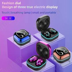 S6 SE TWS bluetooth V5.1 Earphone Wireless Headphones HIFI Noise Reduction Earbuds LED Display Touch Control Sweatproof Sports Headset with Mic
