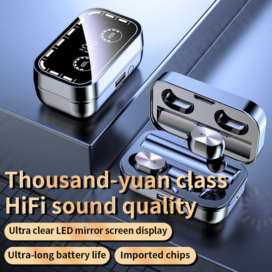 T16 TWS bluetooth 5.2 Headset LED Mirror Digital Display Earphones Noise Reduction Headphone with Flashlight T16 TWS bluetooth 5.2 Headset LED Mirror Digital Display Earphones Noise Reduction Headphone with Flashlight