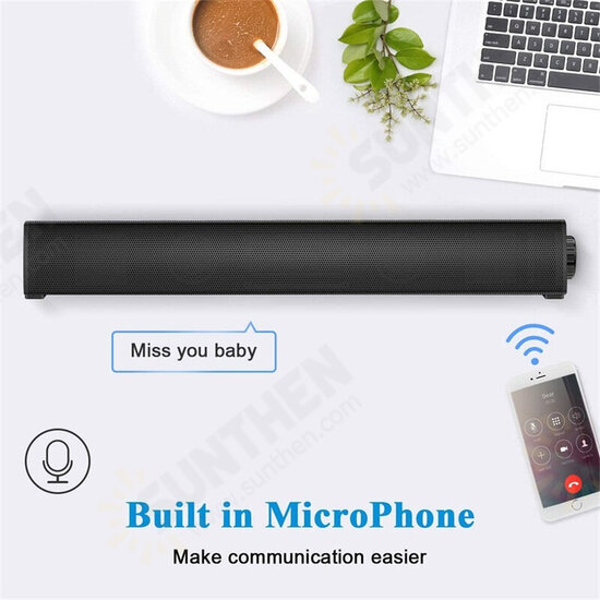 Y8 bluetooth Soundbar Bass Stereo 20W 45MM Dual Drivers Soundbox TF Card AUNX-In 2000mAh Remote Control Speaker with Mic