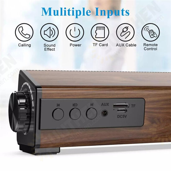 Y8 bluetooth Soundbar Bass Stereo 20W 45MM Dual Drivers Soundbox TF Card AUNX-In 2000mAh Remote Control Speaker with Mic