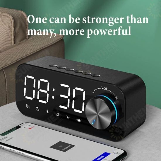 ZXL-B126 Alarm Clock bluetooth 5.0 Speaker Digital Display LED Wireless Subwoofer Music Player Mirror Dual Alarm Clock