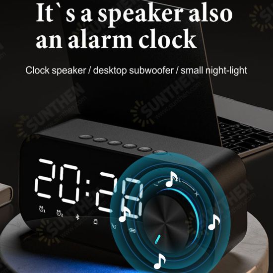 ZXL-B126 Alarm Clock bluetooth 5.0 Speaker Digital Display LED Wireless Subwoofer Music Player Mirror Dual Alarm Clock