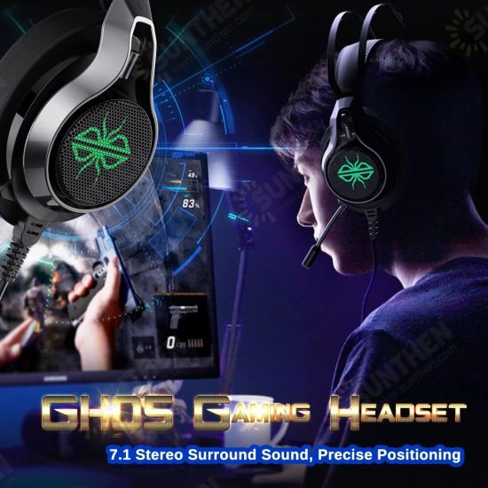 GH05 Wired Gaming Headphones USB 7.1 Stereo Surround Sound ENC Noise Reduction 50MM Driver Luminous Gaming Headset with Mic for Laptop PC Computer